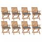Preview: ARDEBO.de - Klappbare Gartenstühle mit Kissen 8 Stk. Massivholz Teak