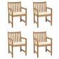 Preview: ARDEBO.de - Gartenstühle 4 Stk. mit Cremeweißen Kissen Massivholz Teak