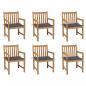 Preview: ARDEBO.de - Gartenstühle 6 Stk. mit Anthrazit Kissen Massivholz Teak