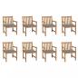 Preview: ARDEBO.de - Gartenstühle 8 Stk. mit Grauen Kissen Massivholz Teak