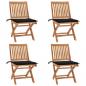 Preview: ARDEBO.de - Klappbare Gartenstühle mit Kissen 4 Stk. Massivholz Teak