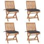 Preview: ARDEBO.de - Klappbare Gartenstühle mit Kissen 4 Stk. Massivholz Teak