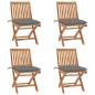 Preview: ARDEBO.de - Klappbare Gartenstühle mit Kissen 4 Stk. Massivholz Teak