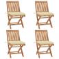 Preview: ARDEBO.de - Klappbare Gartenstühle mit Kissen 4 Stk. Massivholz Teak