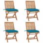 Preview: ARDEBO.de - Klappbare Gartenstühle mit Kissen 4 Stk. Massivholz Teak