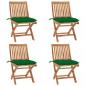 Preview: ARDEBO.de - Klappbare Gartenstühle mit Kissen 4 Stk. Massivholz Teak