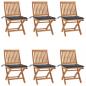 Preview: ARDEBO.de - Klappbare Gartenstühle mit Kissen 6 Stk. Massivholz Teak