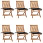 Preview: ARDEBO.de - Klappbare Gartenstühle mit Kissen 6 Stk. Massivholz Teak