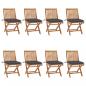 Preview: ARDEBO.de - Klappbare Gartenstühle mit Kissen 8 Stk. Massivholz Teak