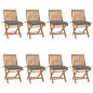 Preview: ARDEBO.de - Klappbare Gartenstühle mit Kissen 8 Stk. Massivholz Teak