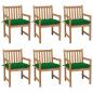 Preview: ARDEBO.de - Gartenstühle 6 Stk. mit Grünen Kissen Massivholz Teak