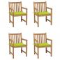 Preview: ARDEBO.de - Gartenstühle 4 Stk. mit Hellgrünen Kissen Massivholz Teak