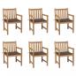 Preview: ARDEBO.de - Gartenstühle 6 Stk. mit Taupe Kissen Massivholz Teak