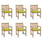 Preview: ARDEBO.de - Gartenstühle 6 Stk. mit Hellgrünen Kissen Massivholz Teak