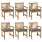 Preview: ARDEBO.de - Gartenstühle 6 Stk. mit Grauen Kissen Massivholz Teak