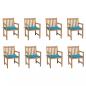Preview: ARDEBO.de - Gartenstühle 8 Stk. mit Blauen Kissen Massivholz Teak