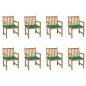Preview: ARDEBO.de - Gartenstühle 8 Stk. mit Grünen Kissen Massivholz Teak 