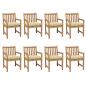 Preview: ARDEBO.de - Gartenstühle 8 Stk. mit Cremeweißen Kissen Massivholz Teak