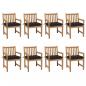 Preview: ARDEBO.de - Gartenstühle 8 Stk. mit Schwarzen Kissen Massivholz Teak