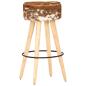 Preview: Barhocker 2 Stk. Braun Raues Mangoholz und Echtleder