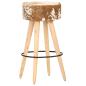 Preview: Barhocker 2 Stk. Braun Raues Mangoholz und Echtleder