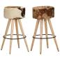 Preview: Barhocker 2 Stk. Braun Raues Mangoholz und Echtleder