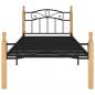 Preview: Bettgestell Schwarz Metall und Massivholz Eiche 90x200 cm