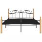 Preview: Bettgestell Schwarz Metall und Massivholz Eiche 140x200 cm