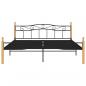 Preview: Bettgestell Schwarz Metall und Massivholz Eiche 200x200 cm