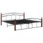 Preview: Bettgestell Schwarz Metall und Massivholz Eiche 180x200 cm