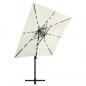 Preview: Ampelschirm mit Mast und LED-Beleuchtung Sand 250 cm