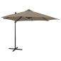 Preview: ARDEBO.de - Ampelschirm mit Mast und LED-Beleuchtung Taupe 300 cm