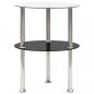 Preview: ARDEBO.de - Beistelltisch mit 2 Ablagen Transparent & Schwarz 38cm Hartglas