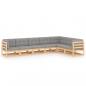 Preview: 7-tlg. Garten-Lounge-Set mit Kissen Massivholz Kiefer