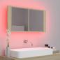 Preview: LED-Bad-Spiegelschrank Sonoma-Eiche 90x12x45 cm Acryl