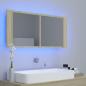 Preview: LED-Bad-Spiegelschrank Sonoma-Eiche 100x12x45 cm Acryl