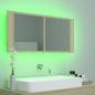 Preview: LED-Bad-Spiegelschrank Sonoma-Eiche 100x12x45 cm Acryl