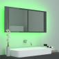 Preview: ARDEBO.de - LED-Bad-Spiegelschrank Hochglanz-Grau 100x12x45 cm Acryl