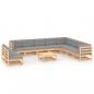 Preview: ARDEBO.de - 11-tlg. Garten-Lounge-Set mit Kissen Kiefer Massivholz