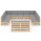 Preview: 11-tlg. Garten-Lounge-Set mit Kissen Kiefer Massivholz
