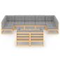 Preview: 9-tlg. Garten-Lounge-Set mit Kissen Massivholz Kiefer
