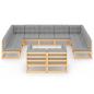 Preview: 11-tlg. Garten-Lounge-Set mit Kissen Kiefer Massivholz