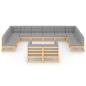 Preview: 12-tlg. Garten-Lounge-Set mit Kissen Massivholz Kiefer