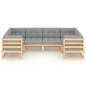 Preview: 6-tlg. Garten-Lounge-Set mit Kissen Massivholz Kiefer