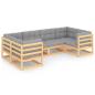 Preview: 6-tlg. Garten-Lounge-Set mit Kissen Massivholz Kiefer