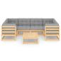 Preview: 7-tlg. Garten-Lounge-Set mit Kissen Massivholz Kiefer