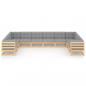 Preview: 10-tlg. Garten-Lounge-Set mit Kissen Massivholz Kiefer