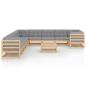 Preview: 11-tlg. Garten-Lounge-Set mit Kissen Kiefer Massivholz
