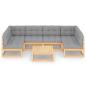 Preview: 7-tlg. Garten-Lounge-Set mit Kissen Massivholz Kiefer