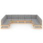 Preview: 9-tlg. Garten-Lounge-Set mit Kissen Massivholz Kiefer
